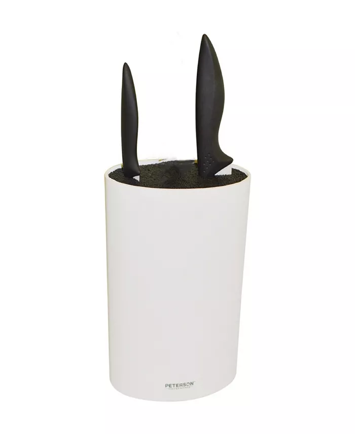 Peterson Housewares Utility Knife Block Oval， White with Ceramic Knife 3