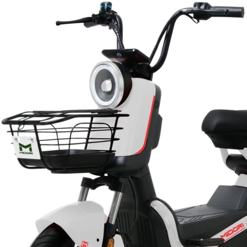 Bicicleta Elétrica Scooter Autopropelida Freio a Disco 650W 48V MD-20 Branca Midori