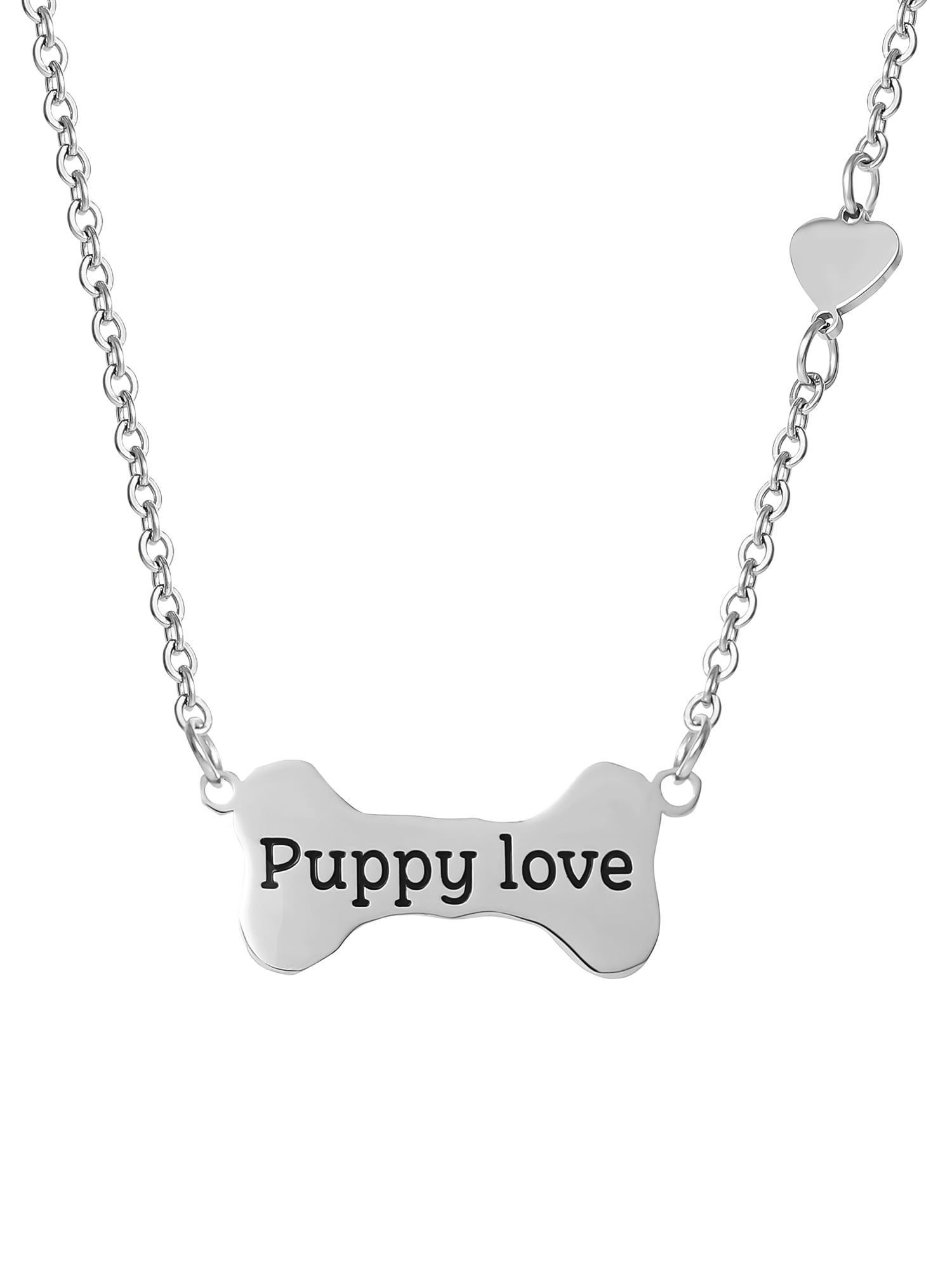 Connections from Hallmark Stainless Steel Dog Puppy Love Tag and Necklace Set