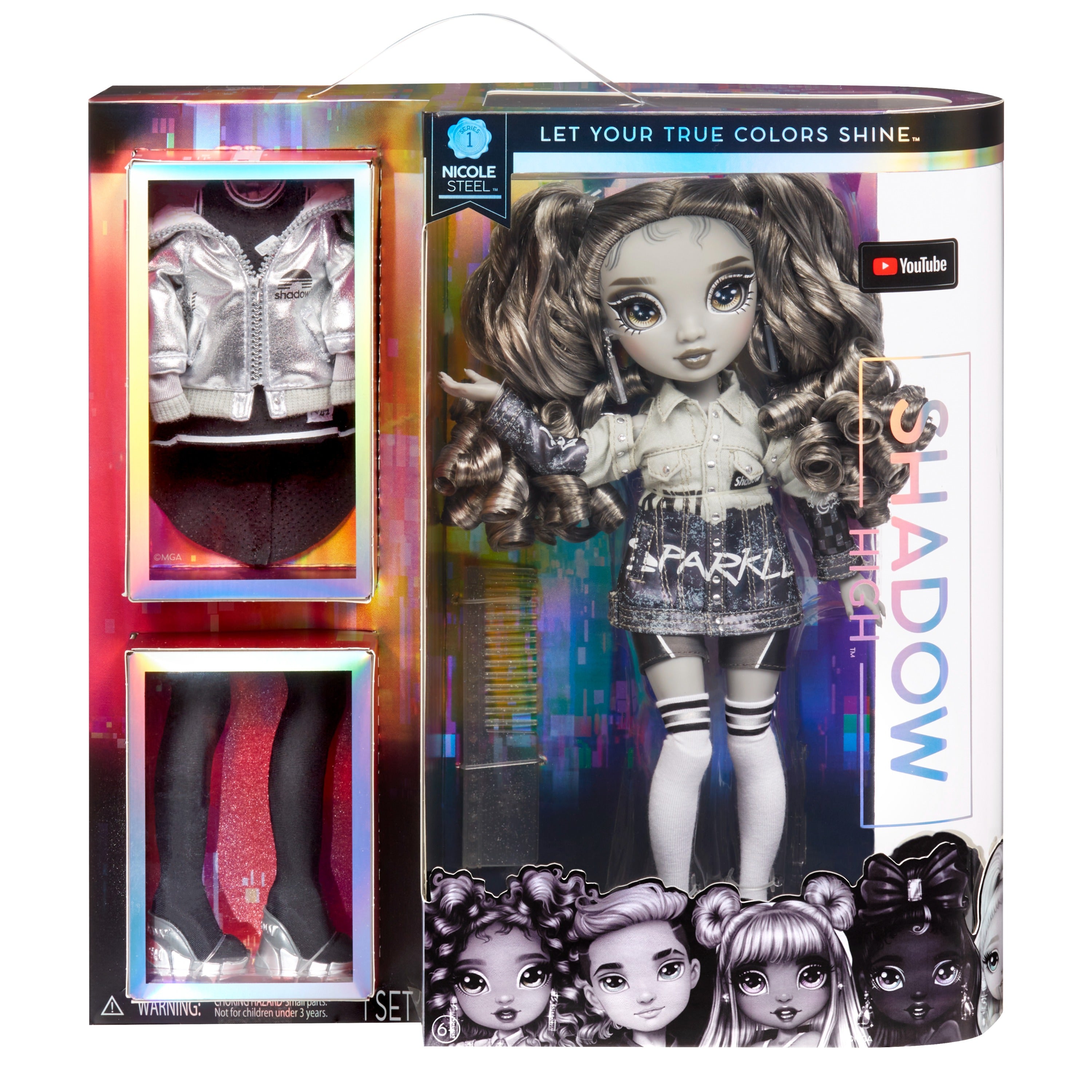 Shadow High Series 1 Nicole Steel- Grayscale Fashion Doll. 2 Titanium Designer Outfits to Mix & Match with Accessories, Great Gift for Kids 6-12 Years Old and Collectors