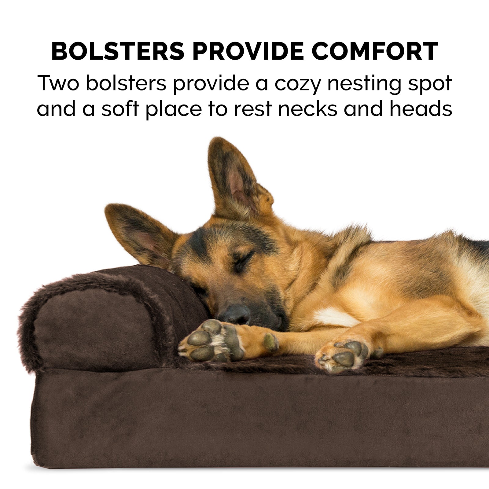 FurHaven Pet Products | Deluxe Orthopedic Plush and Velvet L-Shaped Chaise Couch Pet Bed for Dogs and Cats， Sable Brown， Medium