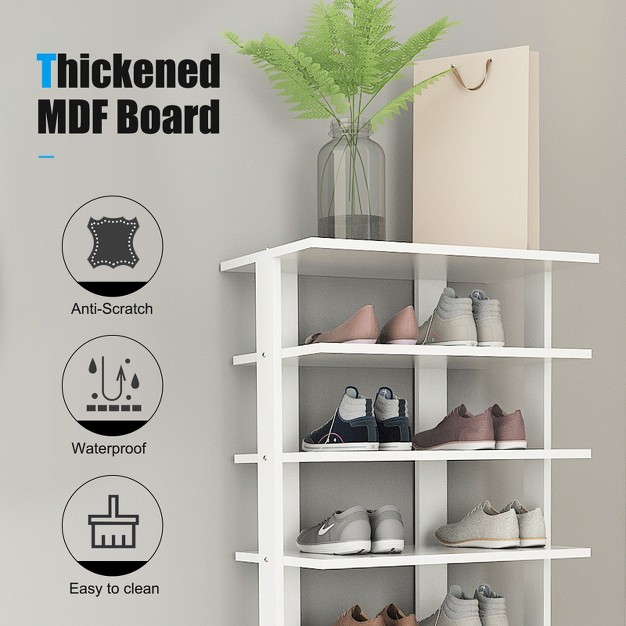 Tangkula 7 tier Shoe Rack Free Standing Shelf Storage Modern Shoe Rack Organizer Brown black white