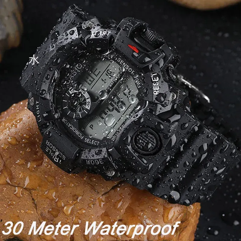 LIUYANGTIAN Fashion Men's Watch Sports Electronic Wristwatch Large dial Multifunctional Waterproof Luminous Alarm Kids Male's Military Watch