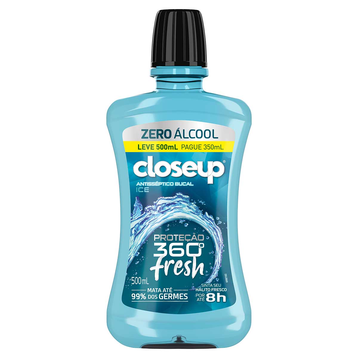 Enxaguante Bucal Zero Alcool Ice Closeup Protecao 360° Fresh Frasco Leve 500ml Pague 350ml