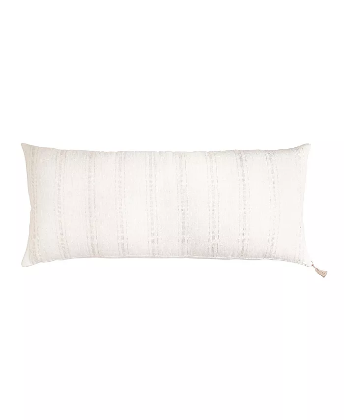 Anaya Home White With Beige Stripes Linen Down Long Pillow