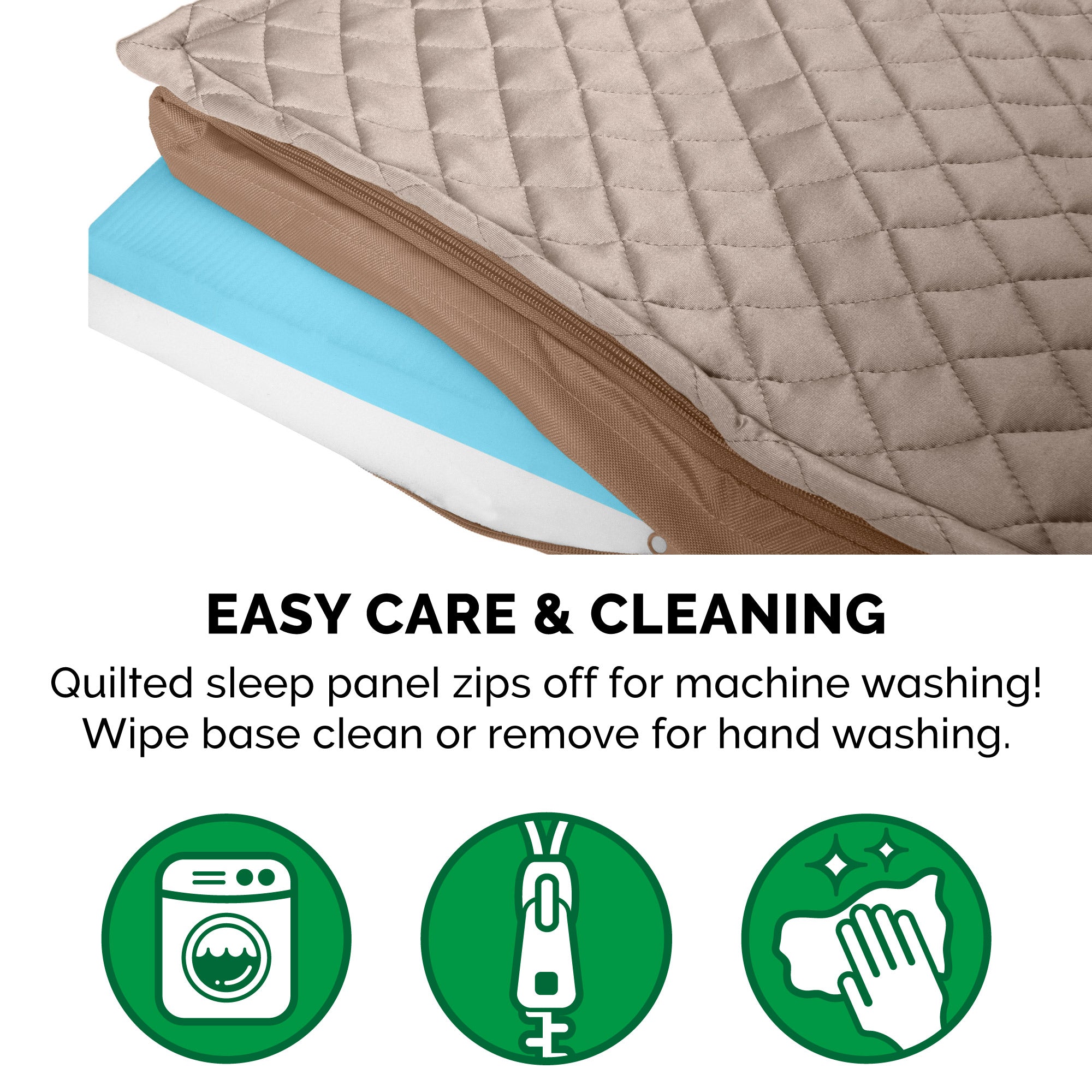 FurHaven Pet Products | Cooling Infused Memory Foam Orthopedic Quilt Top Convertible Indoor， Outdoor Water-Resistant Bed for Dogs and Cats， Sand， Jumbo Plus