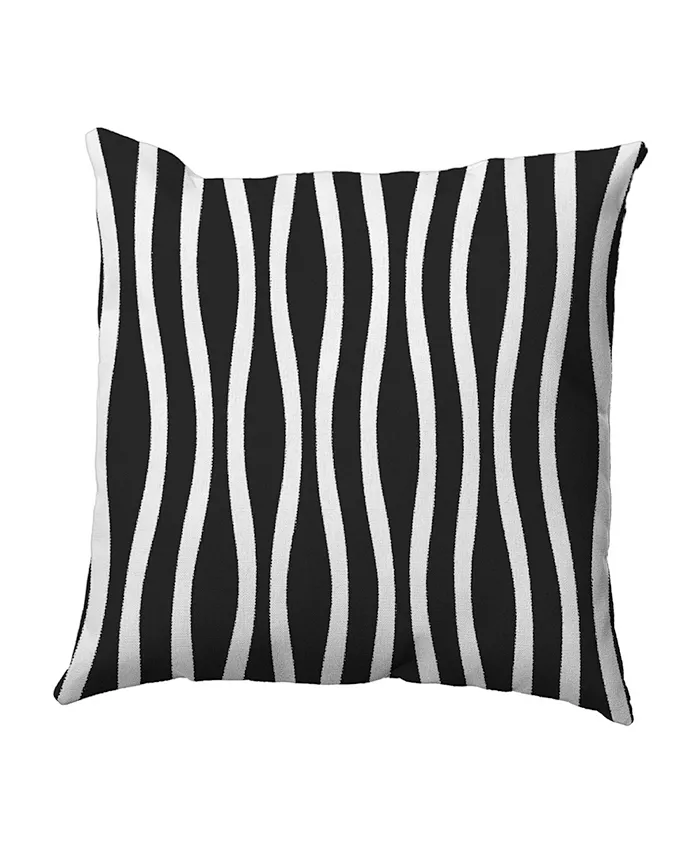 E by Design 16 Inch Black Decorative Striped Throw Pillow