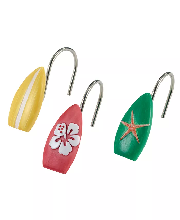 Avanti Surf Time Shower Curtain Hooks， Set of 12