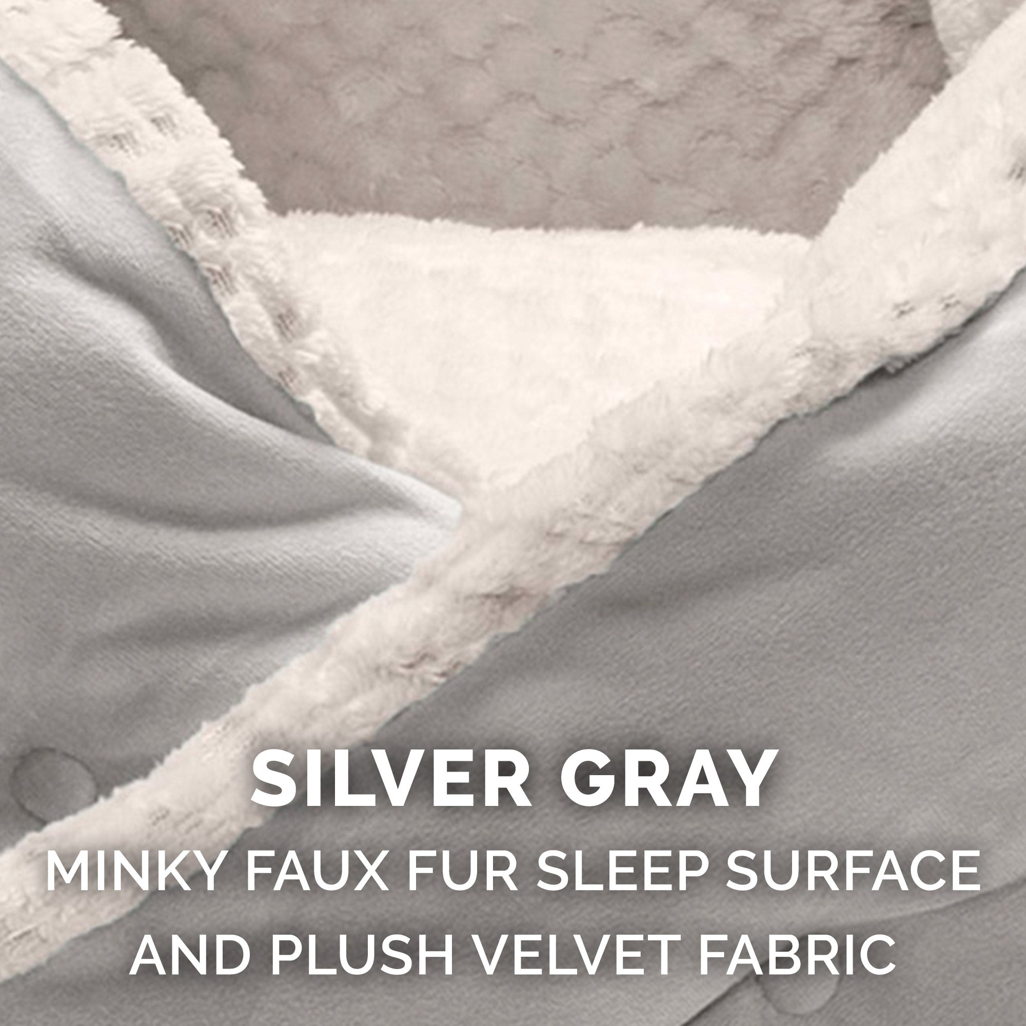 FurHaven | Minky Faux Fur and Velvet Hug Bed for Dogs and Cats， Silver Gray， Small/Toy/Teacup