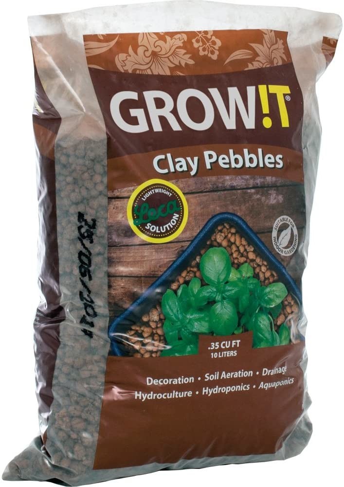 Hydrofarm (#GMC10L) GROW!T Clay Pebbles， Brown - .35 Cu Ft (10L)