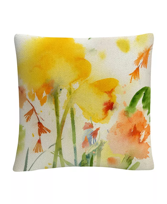 Baldwin Sheila Golden Garden Yellows Floral Abstract Decorative Pillow， 16
