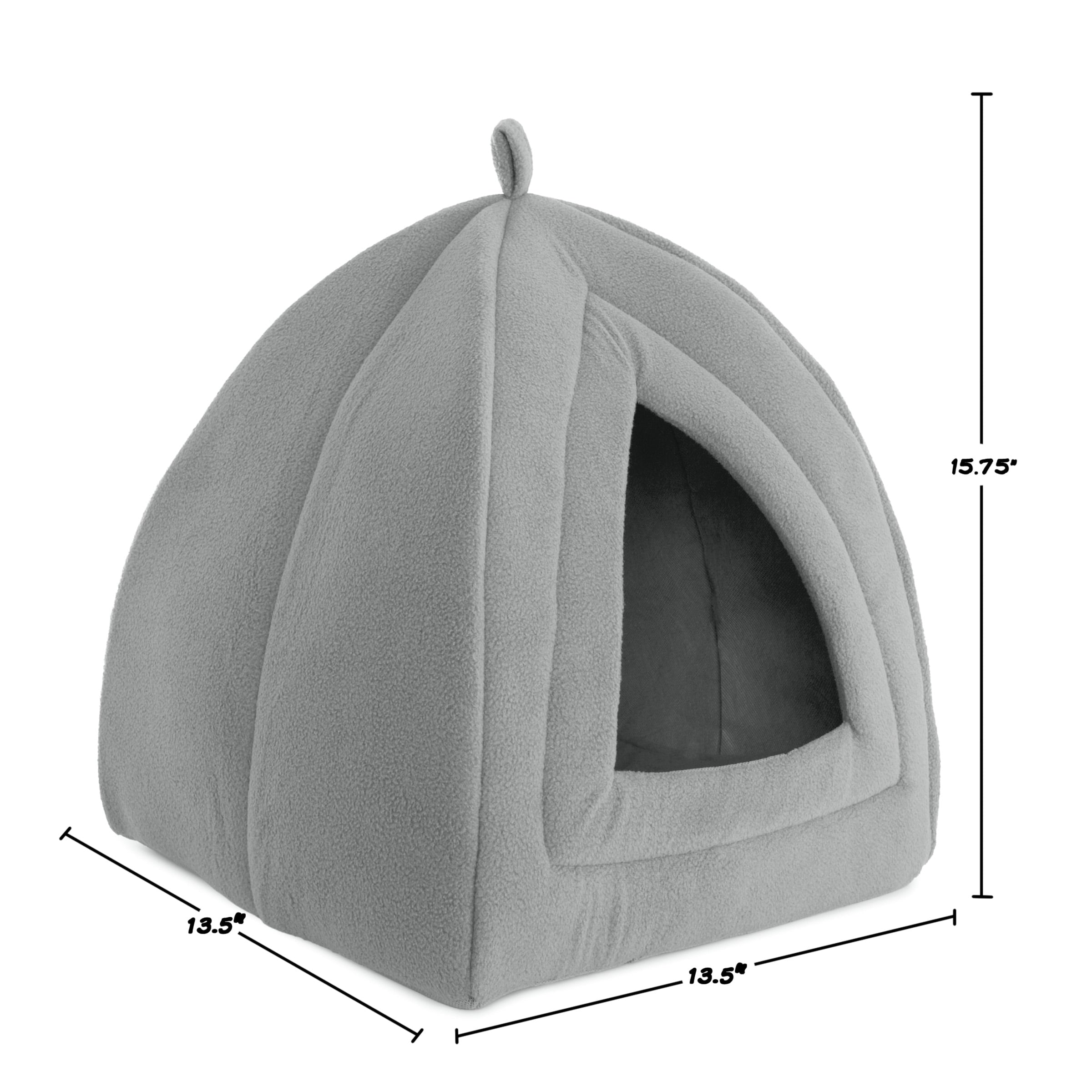 Cat House - Indoor Bed with Removable Foam Cushion - Pet Tent for Puppies， Rabbits， Guinea Pigs， Hedgehogs， and Other Small Animals by PETMAKER (Gray)