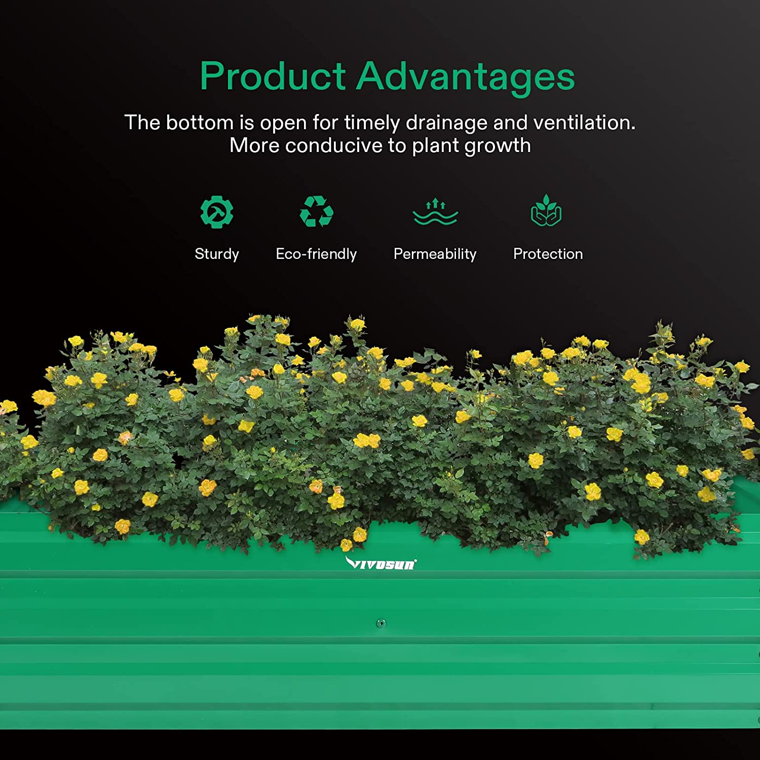 VIVOSUN 4x3x1 ft. Galvanized Raised Garden Beds with Gloves for Outdoor Gardening