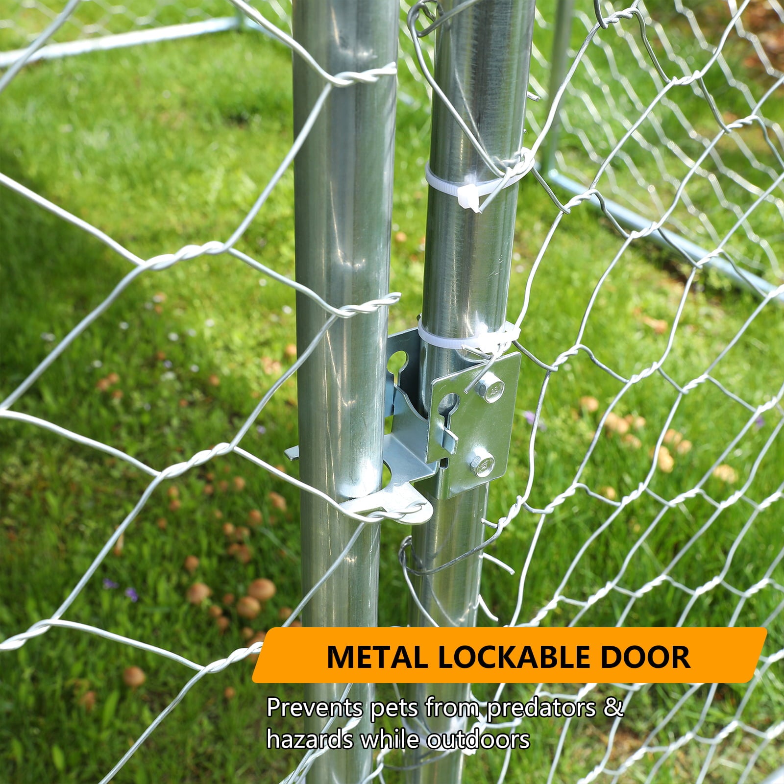 Outside Dog Kennels for Large Dogs Playpen， Dog Kennel Outdoor with UV-Resistant Waterproof Cover， Outdoor Dog Fence Crate for Backyard