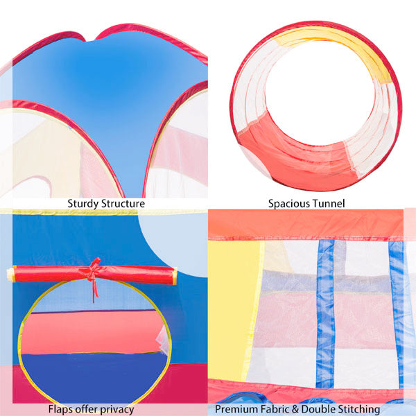 iCorer 4pc Pop Up Children Play Tent w/ 2 Crawl Tunnels & 2 Tents - Extra Large Kid Tent Ball Pits for Boys Girls Toddlers for Indoor & Outdoor Use