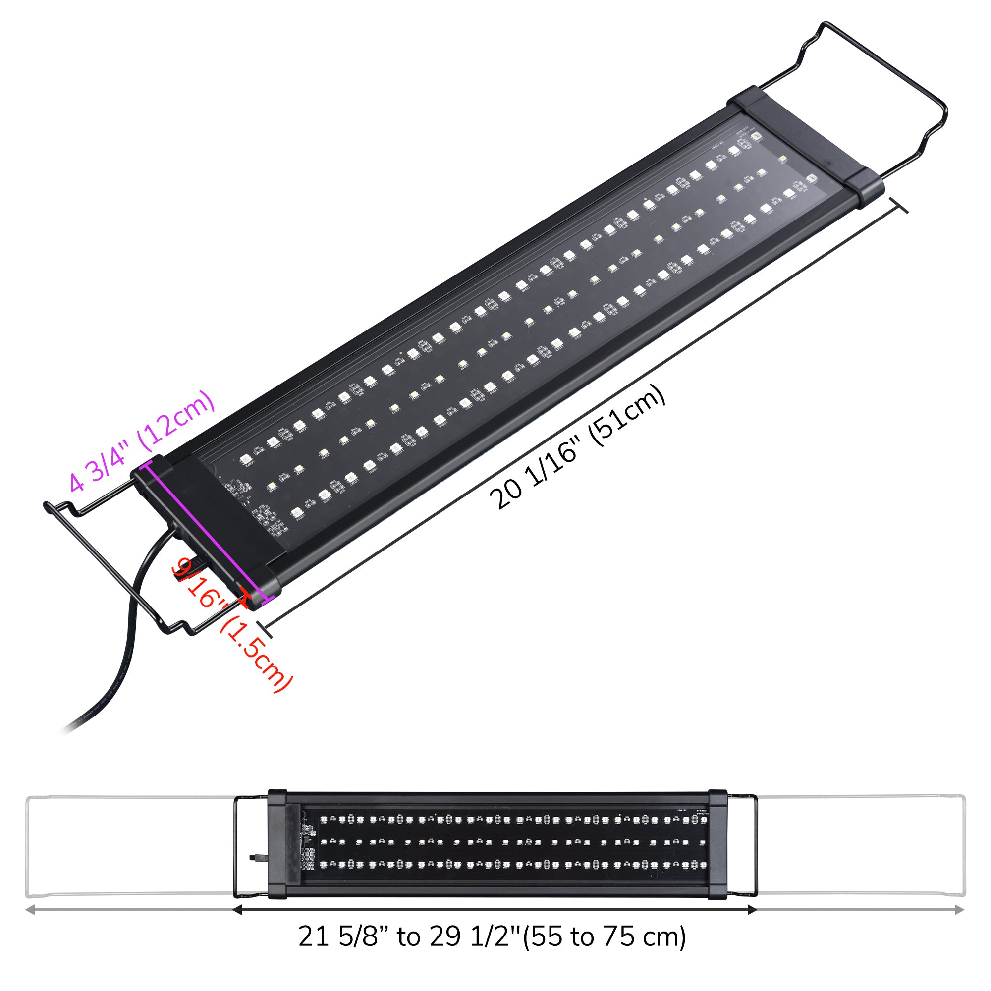 AquaBasik Aquarium LED Light with Timer Dimmable Lamp Remote Control Fish Tank
