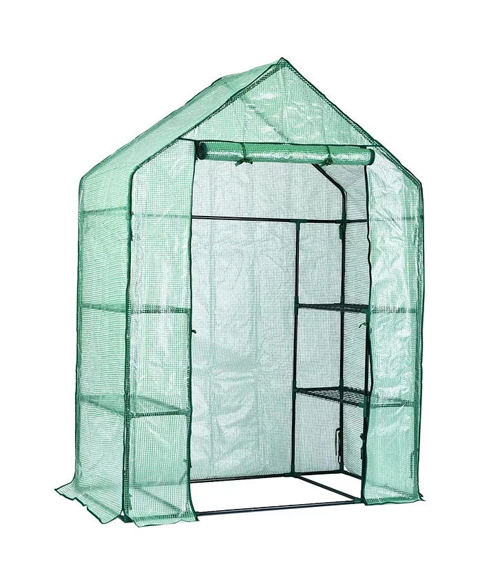 Garden Elements Personal Plastic Indoor Outdoor Standing Greenhouse For Seed Starting and Propagation， Frost Protection Green， Medium， 56 Inches x 29