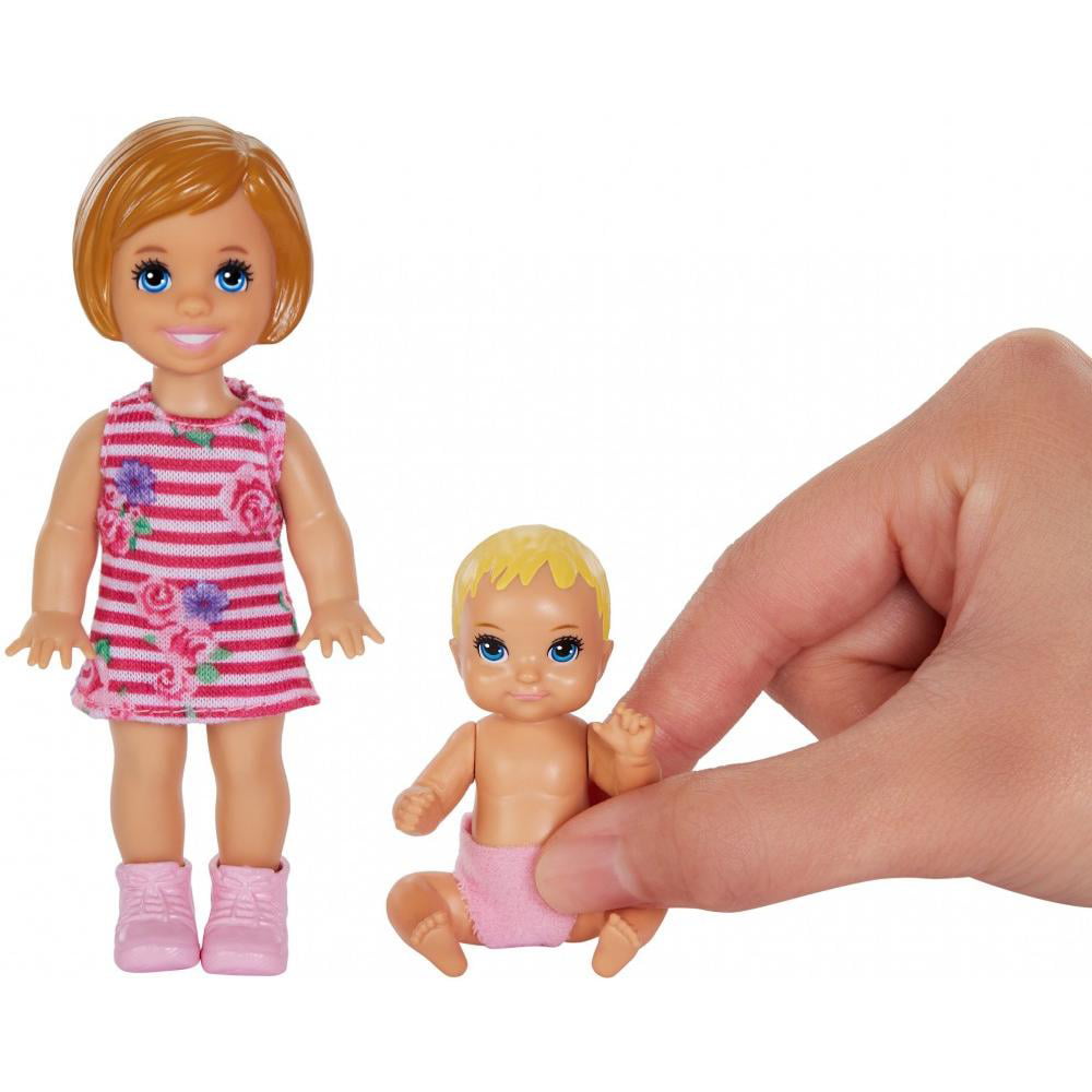 Barbie Skipper Babysitters Inc. Dolls, 2 Pack of Girl Siblings, Small Toddler Doll and Baby Doll Figure