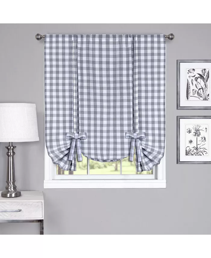 Achim Buffalo Check Window Curtain Tie Up Shade， 42x63