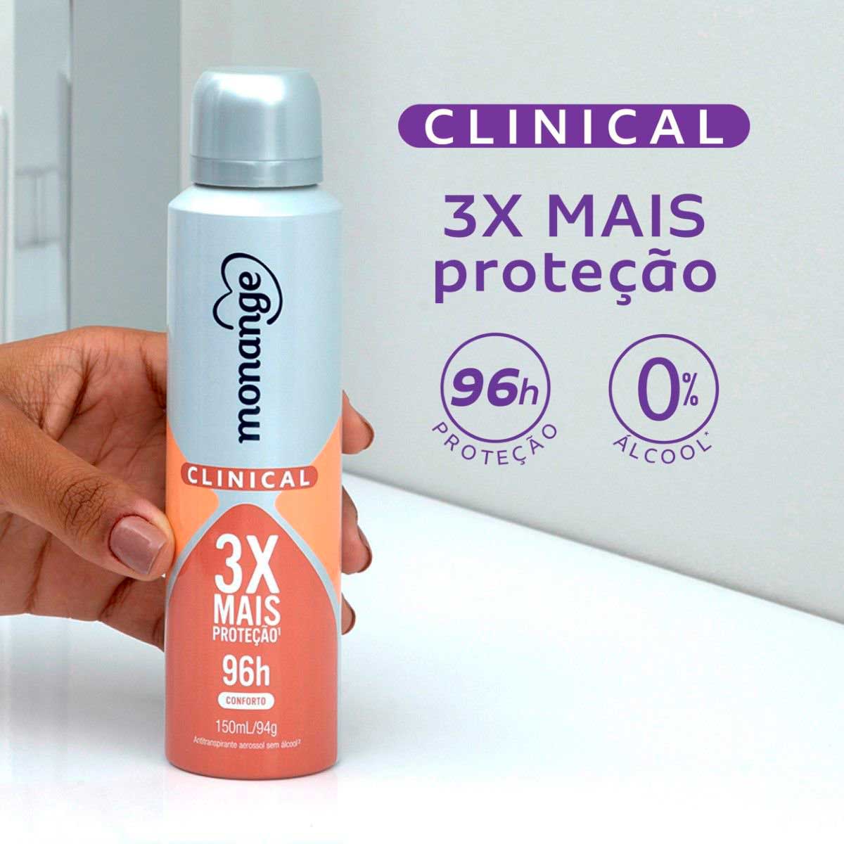 Desodorante Clinical Conforto Aerossol Antitranspirante Monange Feminino 150ml