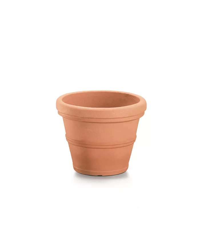 Garden Elements Turin Round Plastic Outdoor Planter Terracotta 16 Inches