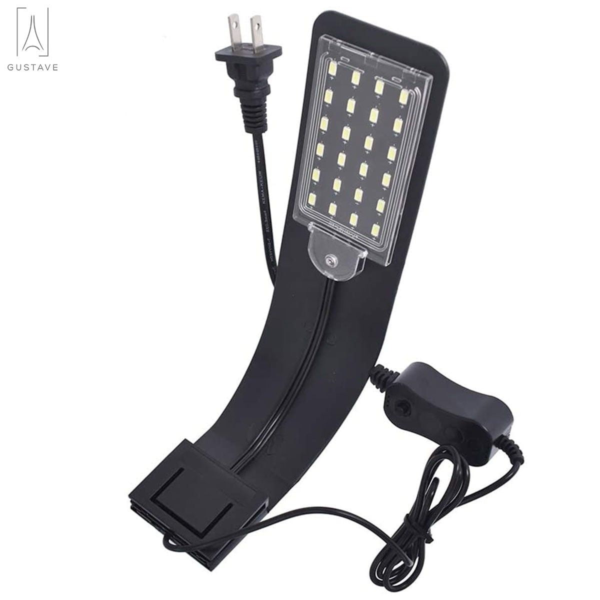 Gustave 10W Super Slim Aquarium LED Light Clip-on Lamp For Fish Tank， Aquatic Plant Lighting -White and Blue Light