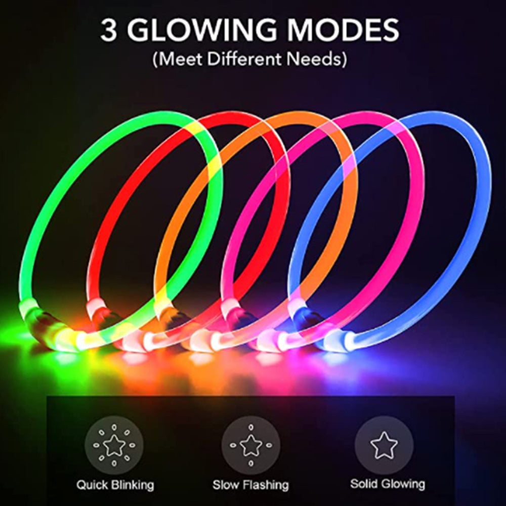 Led Dog Collar， USB Rechargeable Flash Dog Necklace Light， Pet Safety Collar Makes Your Beloved Dogs Be Seen at Night for Small Medium Large Dogs，Blue