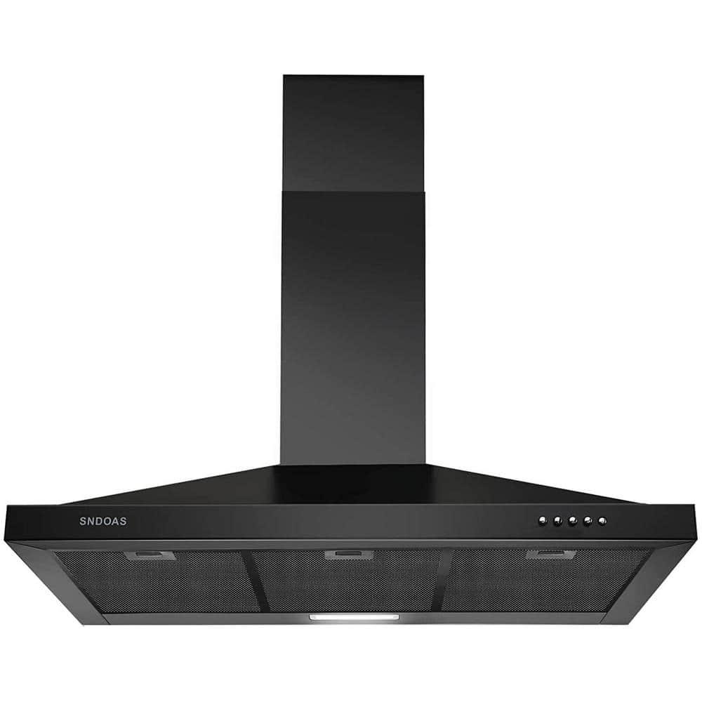 36 in 450 CFM Convertible Wall Mount Range Hood in Black Stainless Steel