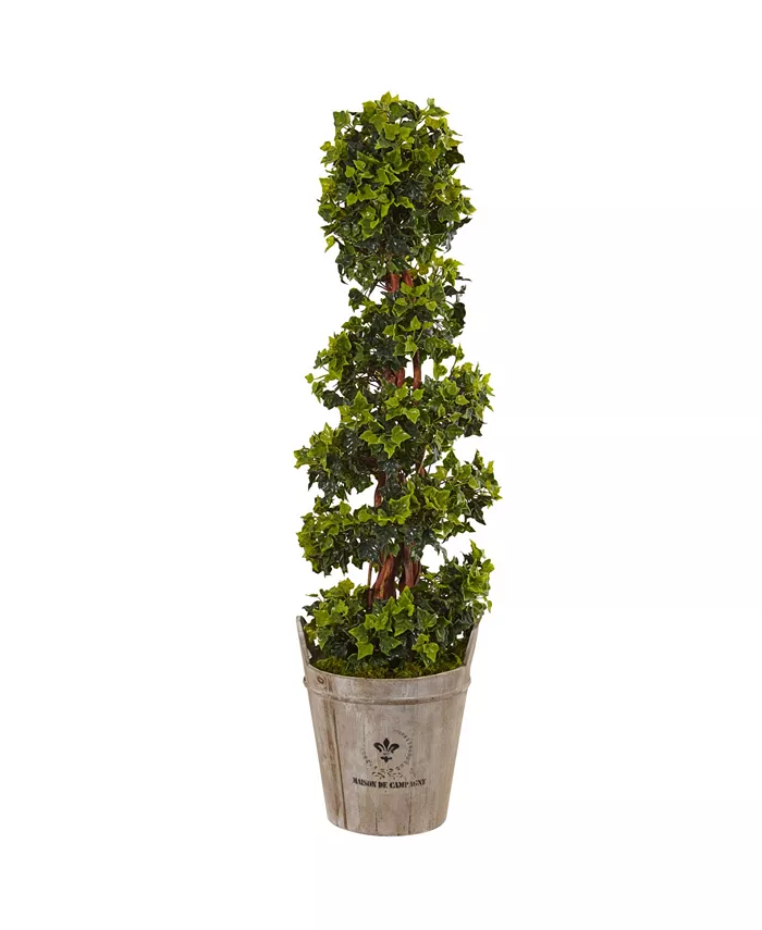 Nearly Natural 4' English Ivy UV-Resistant Indoor Outdoor Artificial Tree in Farmhouse Planter