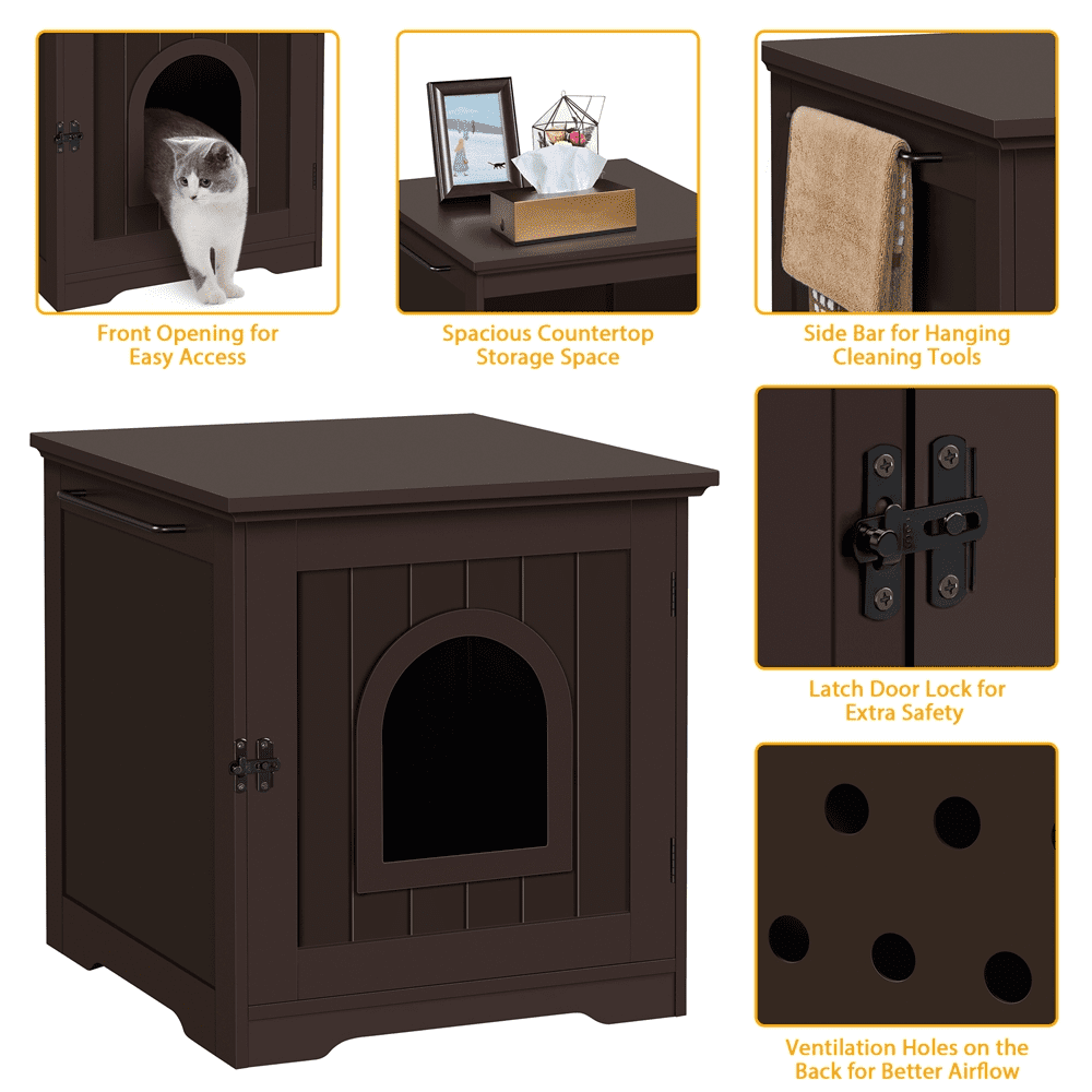 Easyfashion Cat Litter Box End Table， Espresso