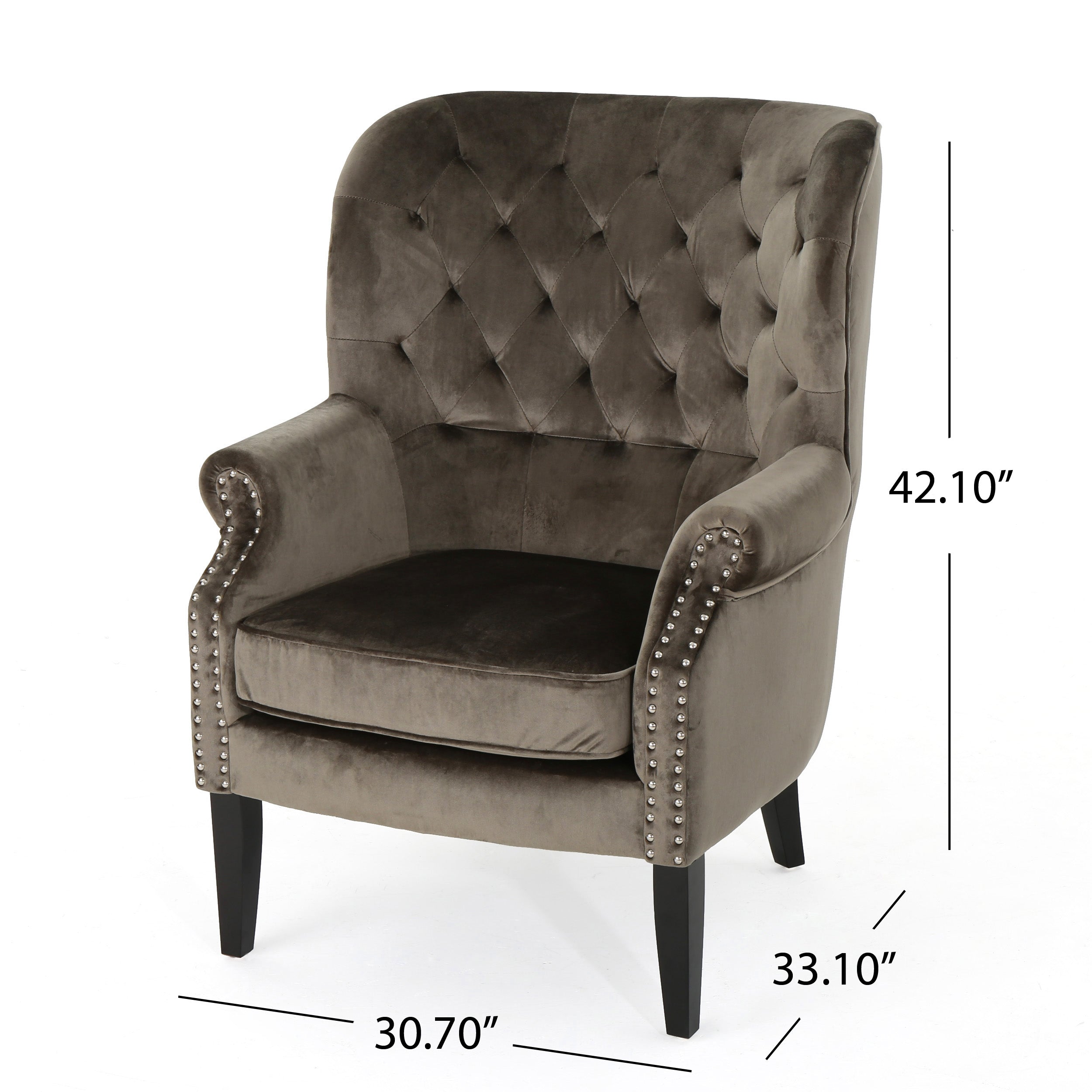 Tomlin Modern Glam Velvet Club Chair with Nailhead Trim