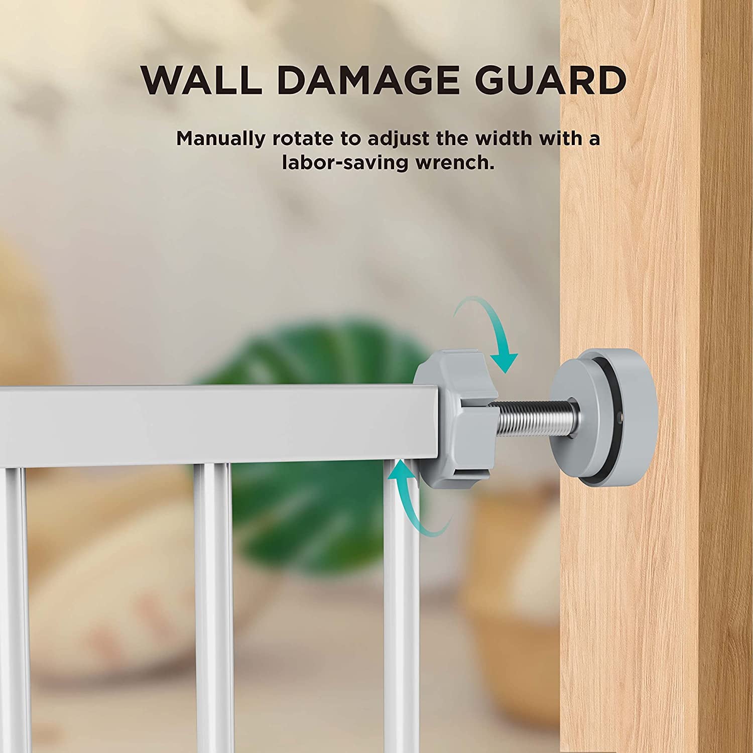 Baby Safety Gate 29.1- 47.6 inch， Adjustable Simple Pass Walk-Through Gate No Drill， Extra Wide Dog gate 30 inch Height for Stairs， Hallways， Bedrooms