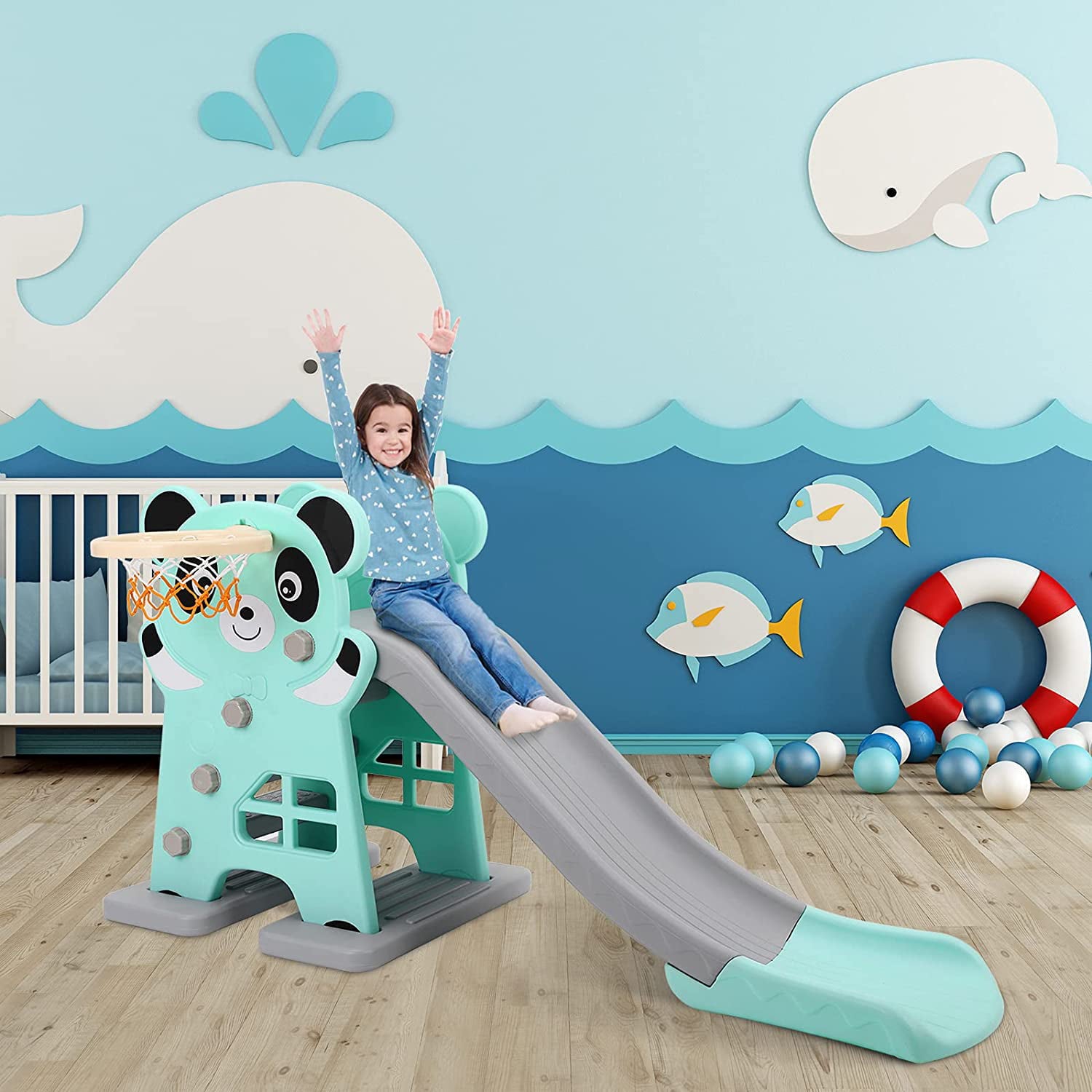 HEMBOR Kids Slide Backyard Toddler Slides and Climbers Playset