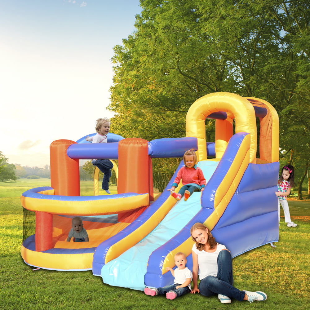 Track 7 Inflatable Bounce House，Large Jumping Castle with Slide，for Boys Girls Age 3+