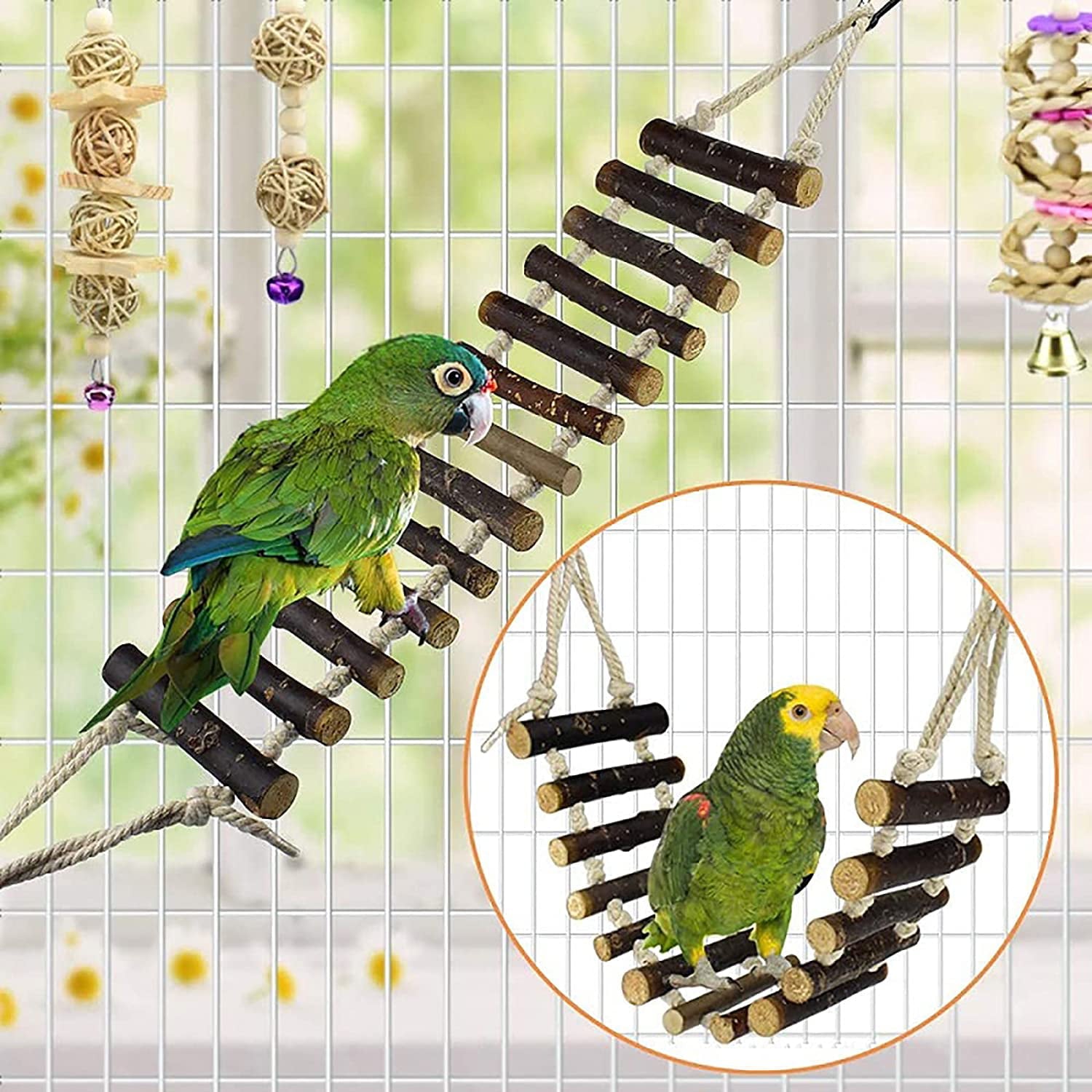 Bird Toys 8 Pack Parakeet Toys for Parakeets Cage， Bird Swing Chewing Toys， Bird Toys for Parrots， Bird Training Toys， Parrot Hanging Swing