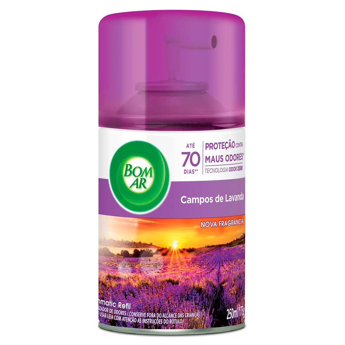 Aromatizador de Ambiente Bom Ar Automatico Aerossol Freshmatic Campos de Lavanda Refil 250ml