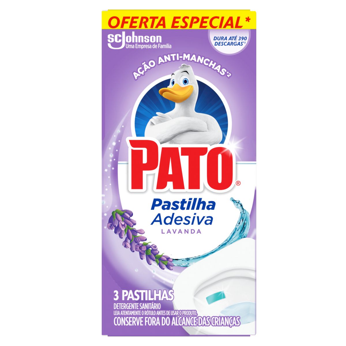 Detergente Sanitario Pastilha Adesiva Lavanda Pato 3 Unidades Oferta Especial