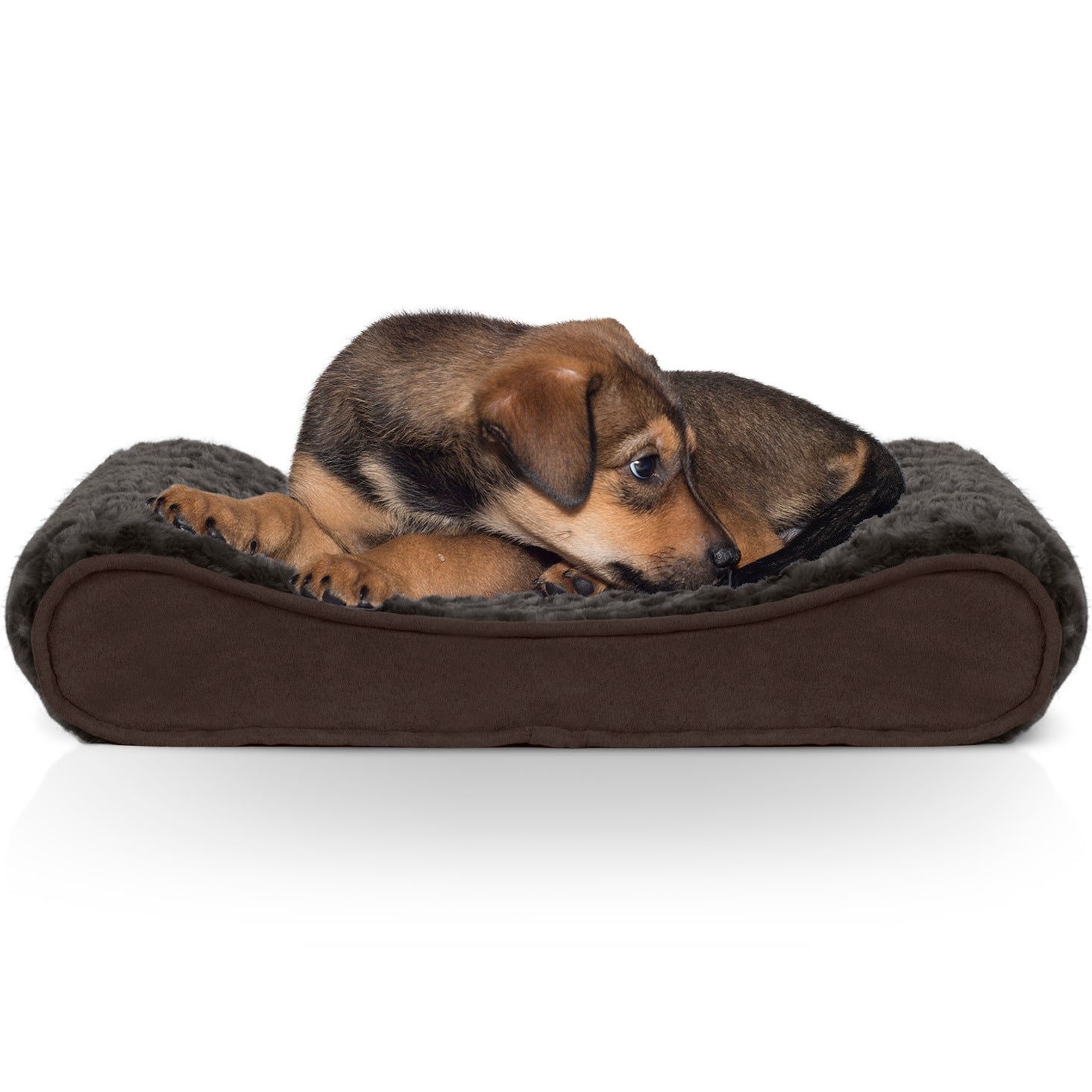 FurHaven Pet Dog Bed | Orthopedic Ultra Plush Luxe Lounger Pet Bed for Dogs and Cats， Chocolate， Small