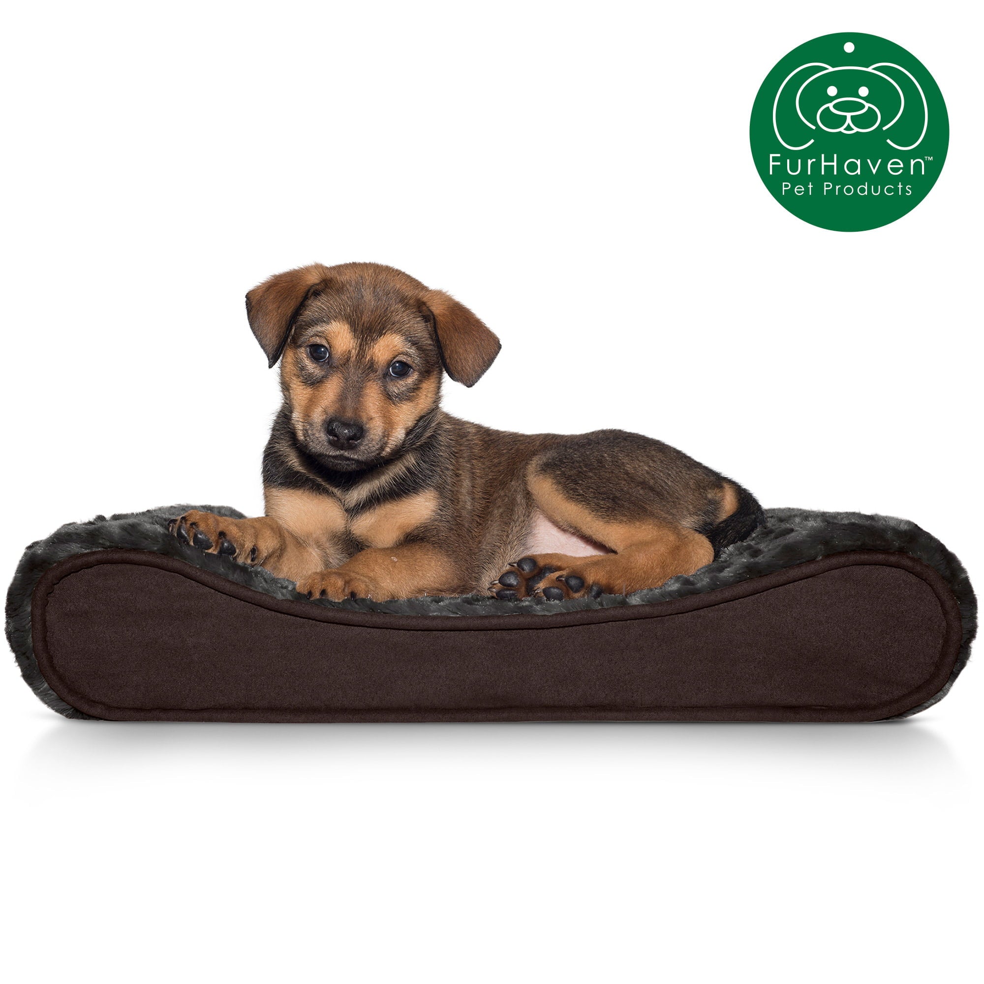 FurHaven Pet Dog Bed | Orthopedic Ultra Plush Luxe Lounger Pet Bed for Dogs and Cats， Chocolate， Small