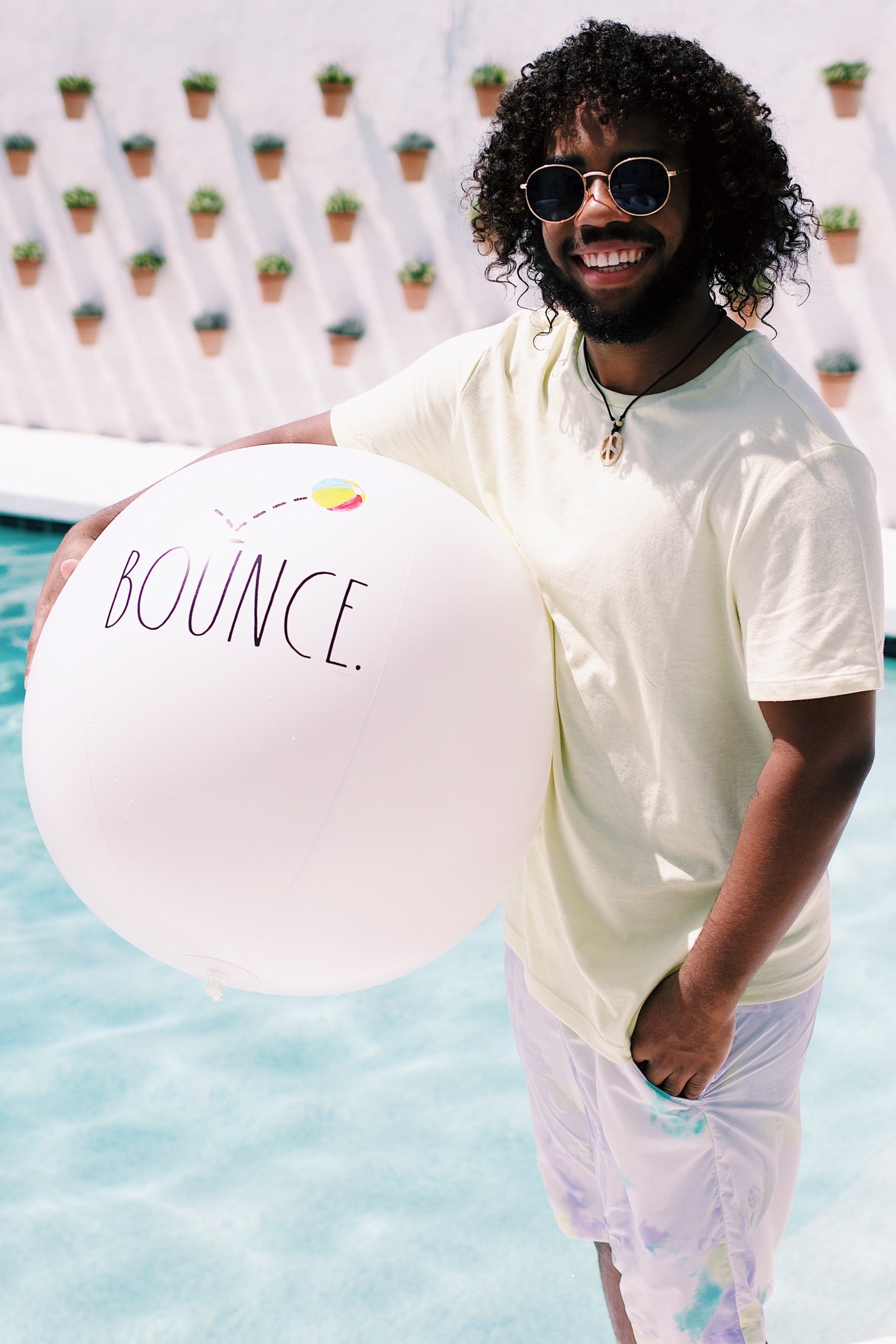 Rae Dunn Beach Ball by CocoNut Float - Large 27 Inch Inflatable Beach Ball - Bounce Theme - Great for Summer Parties and Swim Events (Bounce.)