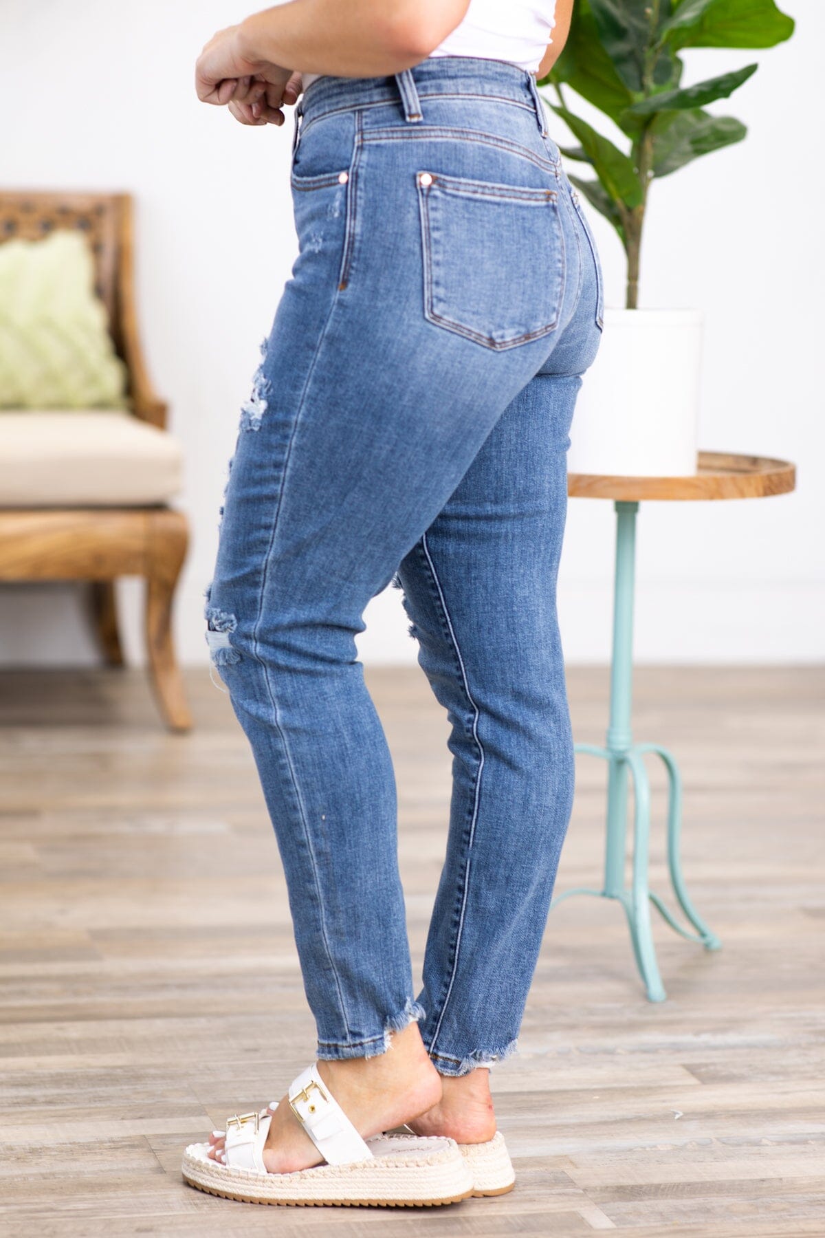Judy Blue Navy Patch Distressed Jeans
