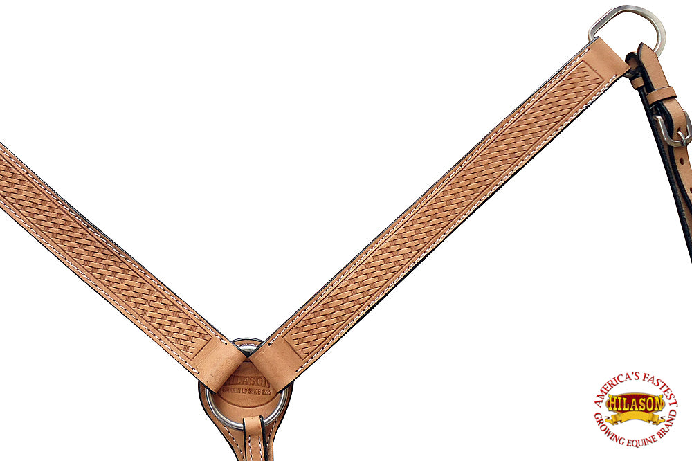 57BH Hilason Western Horse Breast Collar American Leather Tan Hand Tool Basket
