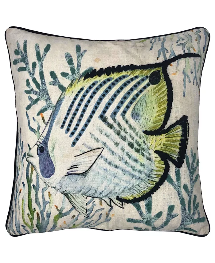 Mod Lifestyles Moorish Fish Embroidery Pillow， 20