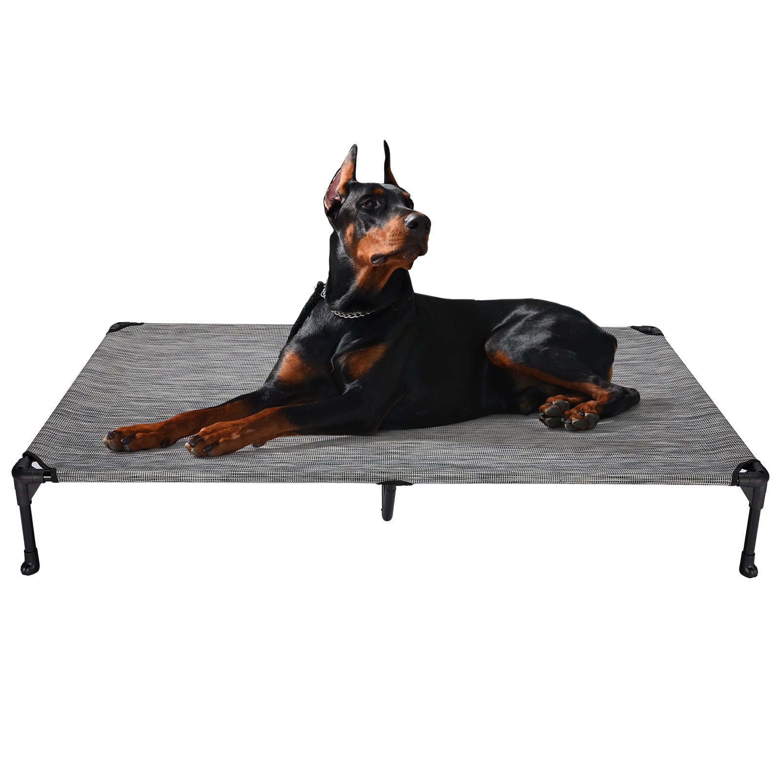 Veehoo Cooling Elevated Dog Bed， Portable Raised Pet Cot with Washable Mesh， XX-Large， Black Silver