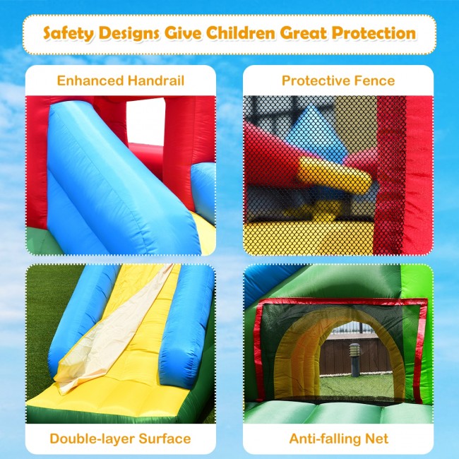 Mighty Inflatable Bounce House Castle Jumper Moonwalk Bouncer w/735W Blower 120'' x 120'' x 84''
