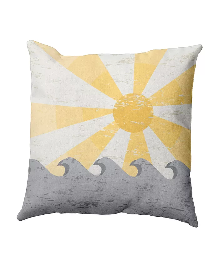 E by Design Sunbeams 16 Inch Yellow Decorative Nautical Throw Pillow