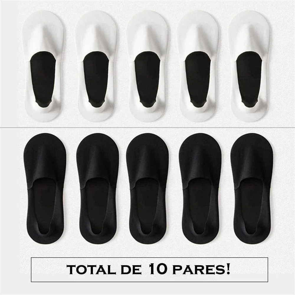 Meia Invisível  em Seda Gelo 10 Pares / Tecnologia Antibacteriana e Antitranspirante
