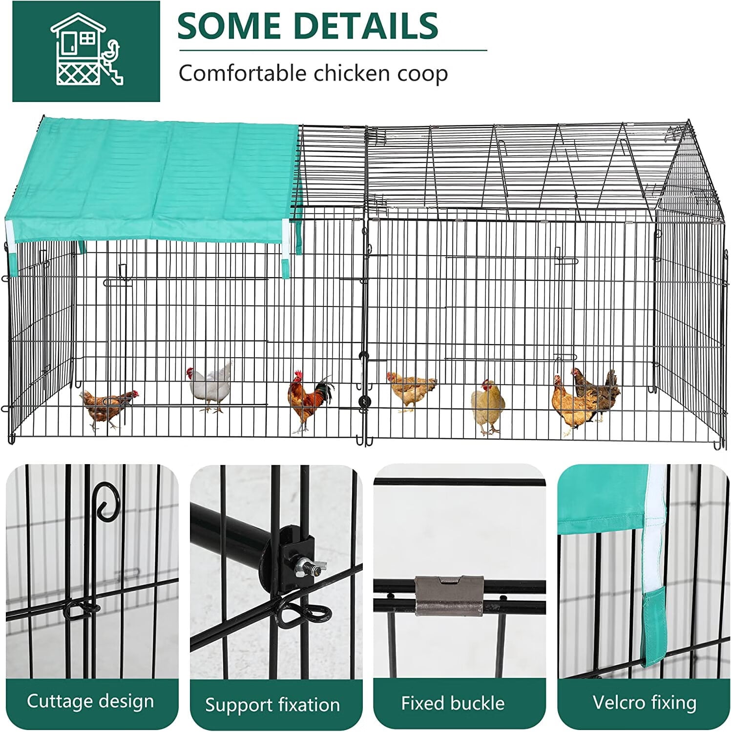87” x 41” Large Chicken Coop for Chickens， Walk in Metal Chicken Fence Outdoor Wire Chicken Pens and Cages Exercise Chicken Cage Pet Enclosure Pet Playpen for Rabbits， Chickens， Cats