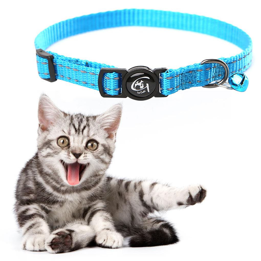 Reflective Cat Collar with Bell Nylon Pet Neck Belt Collar Strip Puppy Neck Rope Cord Fabric