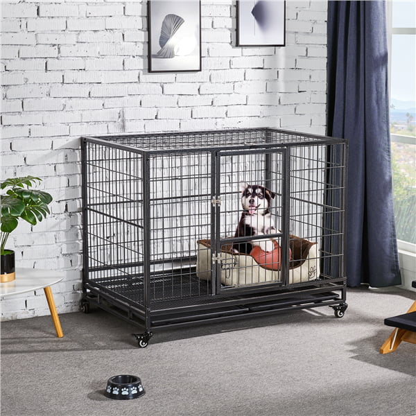 Heavy Duty Collapsible Dog Kennel and Crate Pet Playpen Indoor Outdoor Black